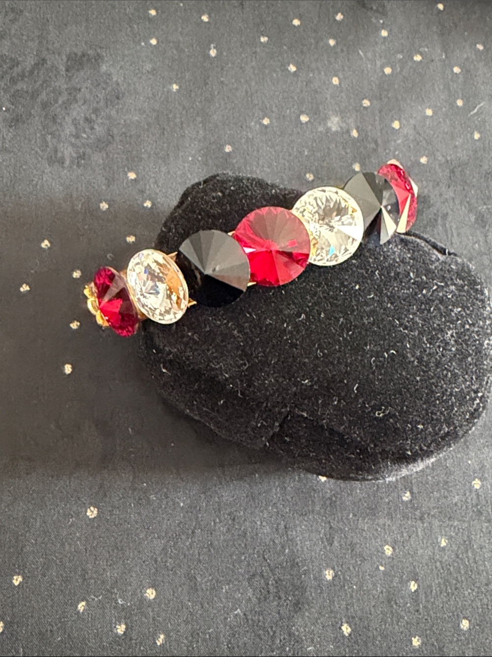 As Is !!!!!!!!!Red, Black & Clear Crystal Stretch Bracelet by
